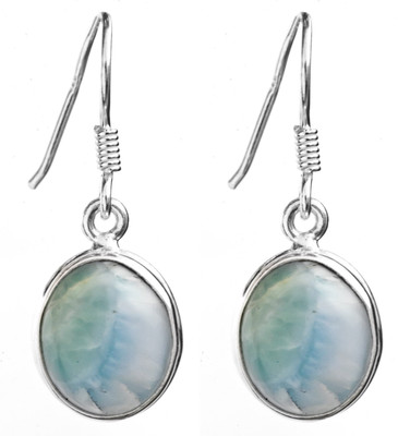16% OFF on Exotic India Larimar Oval Sterling Silver Dangle Earring