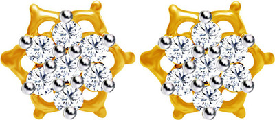 40% OFF on JacknJewel Pentagon Floral 14K Yellow Gold Plated 14 K Diamond Gold Stud Earring