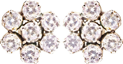 15% OFF on Exotic India White Cubic Zircon Sterling Silver Stud Earring