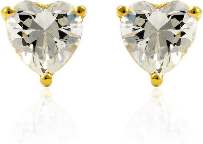 70% OFF on Exxotic Jewelz Contemporary Heart 22K Yellow Gold Plated Cubic Zirconia Silver Stud Earring