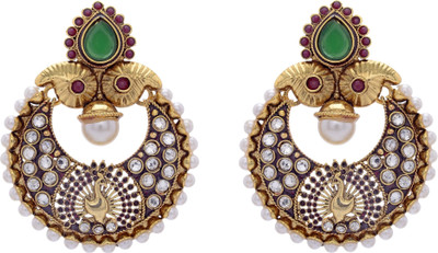 65% OFF on Prisha Season Trends Silver Plated Pearl, Cubic Zirconia Alloy, Silver Dangle Earring