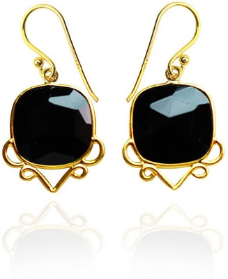 30% OFF on Exxotic Jewelz Royal Fashion 22K Yellow Gold Plated Onyx Silver Dangle Earring