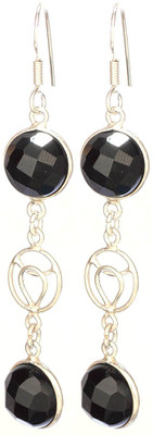 15% OFF on Exotic India Black Spinel Sterling Silver Dangle Earring