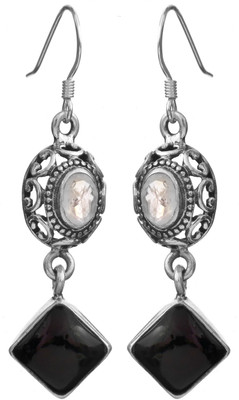 16% OFF on Exotic India Designer Onyx Sterling Silver Dangle Earring