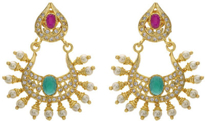 24% OFF on Pearls Cart Stone Studded Traditional Alloy Dangle Earring