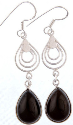 15% OFF on Exotic India Black Onyx Sterling Silver Dangle Earring