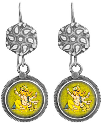 15% OFF on Exotic India Musical Ganesha Silver Dangle Earring