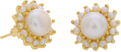 89% OFF on Prisha Season Trends Silver Plated Pearl, Cubic Zirconia Alloy, Silver Stud Earring