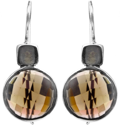 15% OFF on Exotic India Faceted Smoky Quartz Sterling Silver Dangle Earring