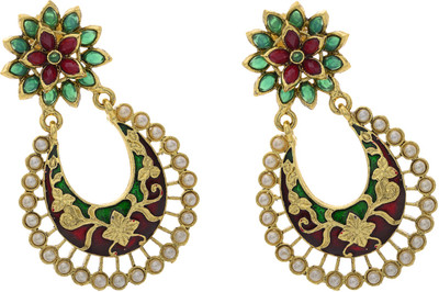 69% OFF on Prisha Season Trends Silver Plated Pearl, Cubic Zirconia Alloy, Silver Dangle Earring