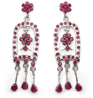 64% OFF on Johareez Fashion Rhodium Plated K Ruby Brass Dangle Earring