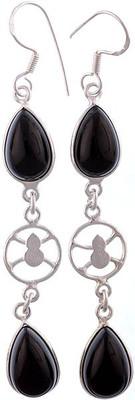 16% OFF on Exotic India Black Onyx Sterling Silver Dangle Earring