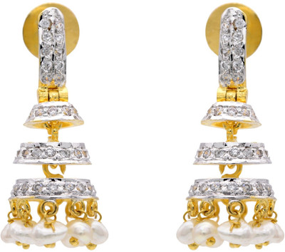 70% OFF on Prisha Season Trends Silver Plated Pearl, Cubic Zirconia Alloy, Silver Drop Earring