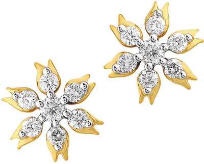 Nakshatra Spring Sparkle 18K Yellow Gold Plated 18 K Diamond Gold Stud Earring