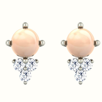 40% OFF on JacknJewel Pink Stud 18K White Gold Plated 18 K Pearl Gold Drop Earring