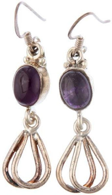 16% OFF on Exotic India Designer Amethyst Sterling Silver Dangle Earring