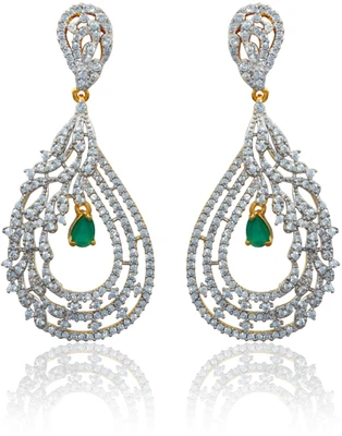 56% OFF on Dhruvi Creation By Zaveri Pearls 22K Yellow Gold, Rhodium Plated K Cubic Zirconia Brass Drop Earring