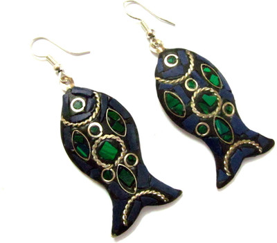 60% OFF on Pllanet Gold Exquisite Handcrafted Metal & Resin Brass, Copper Dangle Earring