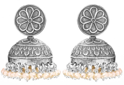 15% OFF on Exotic India Umbrella Pearl Sterling Silver Jhumki Earring