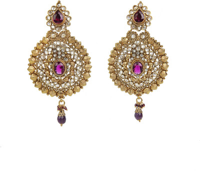 Silver Queen Jewellery Yellow Gold Plated Cubic Zirconia Brass Dangle Earring