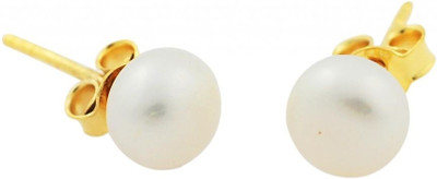 28% OFF on Exxotic Jewelz White Pearl 22K Yellow Gold Plated Silver Stud Earring