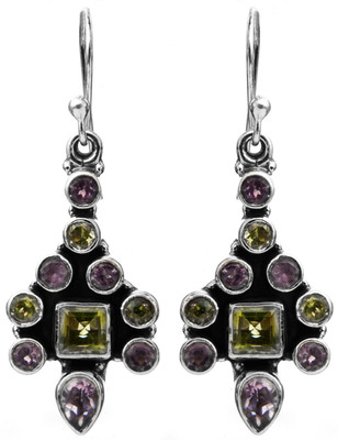 16% OFF on Exotic India Faceted Amethyst Peridot Sterling Silver Dangle Earring