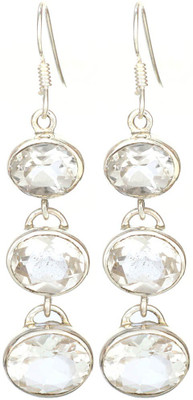 15% OFF on Exotic India CZ Zircon Sterling Silver Dangle Earring