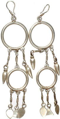 15% OFF on Exotic India Antiquated Twins Sterling Silver Dangle Earring