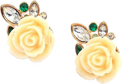 70% OFF on Jewel Touch Sparrow Beige Rose Shape Alloy, Acrylic Stud Earring