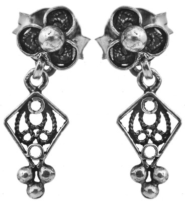 15% OFF on Exotic India Designer Sterling Silver Drop Earring