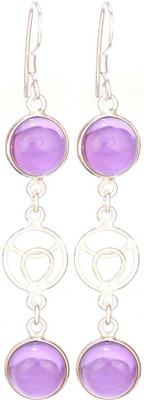 15% OFF on Exotic India Designer Amethyst Sterling Silver Dangle Earring