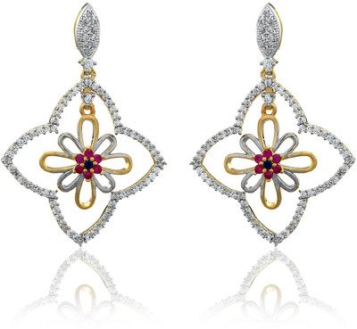 67% OFF on Dhruvi Creation By Zaveri Pearls 22K Yellow Gold, Rhodium Plated K Cubic Zirconia Brass Drop Earring