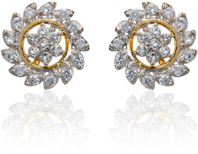 70% OFF on Dhruvi Creation By Zaveri Pearls 22K Yellow Gold, Rhodium Plated K Cubic Zirconia Brass Stud Earring