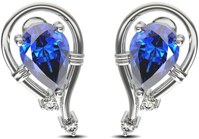 JewelsForum Blue Elegance 14 K Diamond, Sapphire Gold Stud Earring