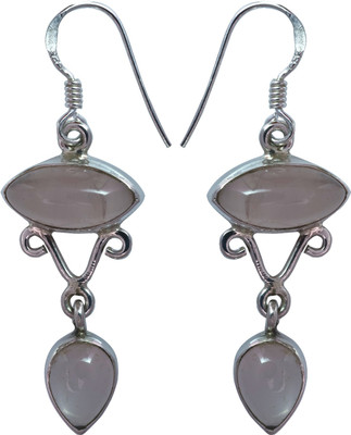 15% OFF on Exotic India Rose Quartz Sterling Silver Dangle Earring