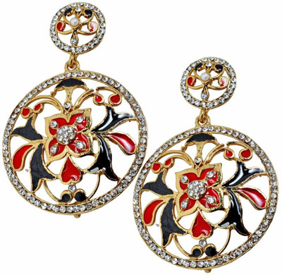 Maayra Lively Stone Work Copper Drop Earring Maayra Lively Stone Work Copper Drop Earring