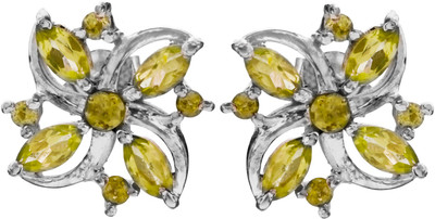 15% OFF on Exotic India Faceted Peridot Sterling Silver Stud Earring