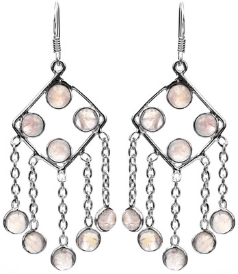 15% OFF on Exotic India Rainbow Moonstone Sterling Silver Dangle Earring