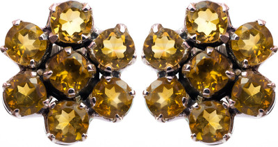16% OFF on Exotic India Faceted Citrine Sunflower Citrine Sterling Silver Dangle Earring