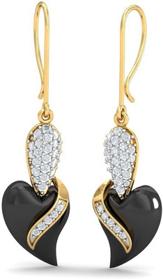 24% OFF on Aurobliss.com Shimmering Black Heart 18 K Cubic Zirconia Yellow Gold Drop Earring