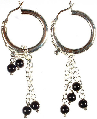 16% OFF on Exotic India Black Onyx Sterling Silver Chandelier Earring