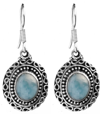 16% OFF on Exotic India Larimar with Filigree Sterling Silver Dangle Earring