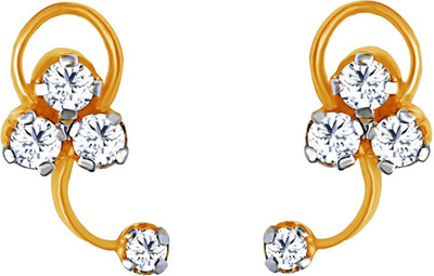 40% OFF on JacknJewel Short Ribbon Diamond 14K Yellow Gold Plated 14 K Diamond Gold Stud Earring