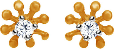 40% OFF on JacknJewel Clover 14K Yellow Gold Plated 14 K Diamond Gold Stud Earring