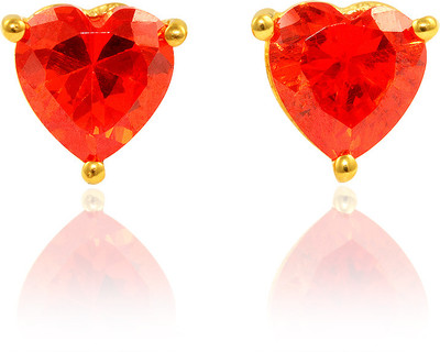 73% OFF on Exxotic Jewelz Heart Fashion 22K Yellow Gold Plated Cubic Zirconia Silver Stud Earring