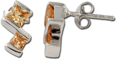 30% OFF on Exxotic Jewelz Contemporary Rhodium Plated Silver Stud Earring