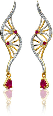 62% OFF on Dhruvi Creation By Zaveri Pearls 22K Yellow Gold, Rhodium Plated K Cubic Zirconia Brass Drop Earring