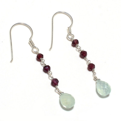 44% OFF on Kirti Gems Sterling Silver Plated Chalcedony, Garnet Sterling Silver Dangle Earring