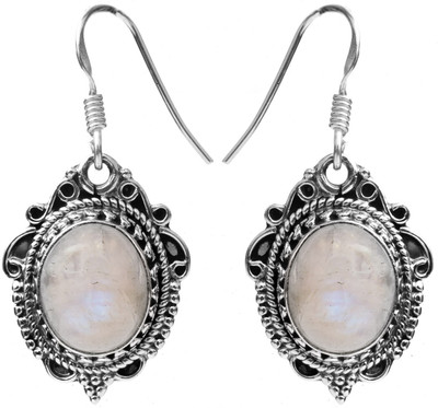 16% OFF on Exotic India Rainbow Moonstone Sterling Silver Dangle Earring