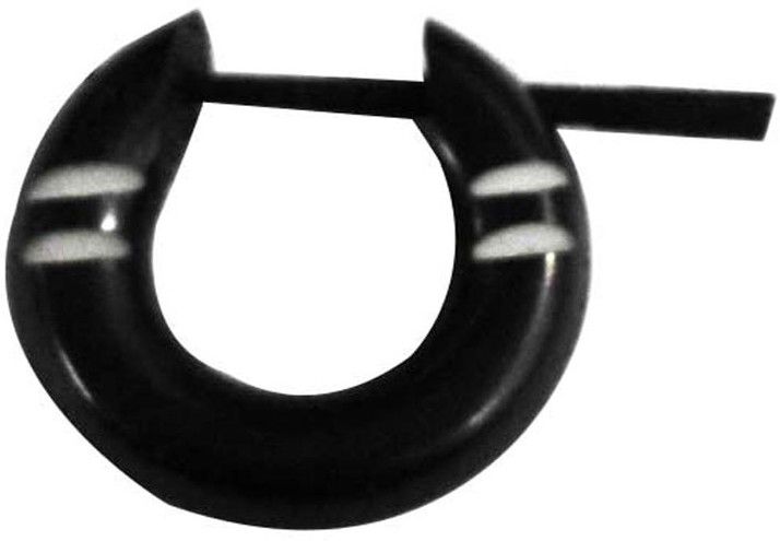 25% OFF on Little Goa Black & White Line Plastic Body Piercing Acrylic Huggie Earring